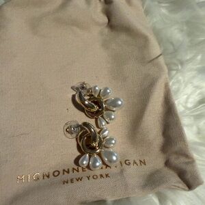 Mignonne Gavigan Gold and White Pearl Earrings